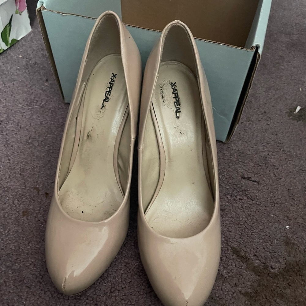 Nude pump heels